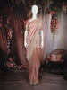 Light Peach Floral Design Pure Tissue Silk Saree