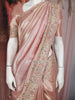 Light Peach Floral Design Pure Tissue Silk Saree