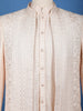 Light Peach Floral Embroidered Cotton Men's Suit - Diadem