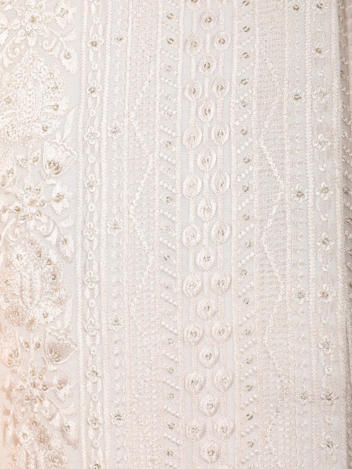 Light Peach Floral Embroidered Cotton Men's Suit - Diadem