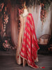 Light Peach Floral Embroidered Tissue Silk Gown with Dupatta