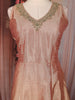 Light Peach Floral Embroidered Tissue Silk Gown with Dupatta