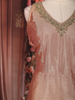 Light Peach Floral Embroidered Tissue Silk Gown with Dupatta