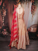 Light Peach Floral Embroidered Tissue Silk Gown with Dupatta