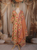 Light Peach Floral Printed Design Cotton Anarkali Salwar Suit with Dupatta