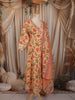 Light Peach Floral Printed Design Cotton Anarkali Salwar Suit with Dupatta