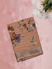 Light Peach Floral Printed Design Linen Cotton Saree