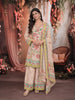 Light Peach Floral Printed and Sequins Embroidered Design Textured Fabric Party Wear Palazzo Suit with Matching Dupatta