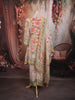 Light Peach Floral Printed and Sequins Embroidered Design Textured Fabric Party Wear Palazzo Suit with Matching Dupatta