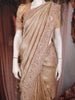 Light Peach Floral Sequin Embroidered Silk Saree