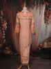 Light Peach Floral Sequins Embroidered Design Cotton Salwar Suit