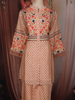 Light Peach Floral Sequins Embroidered Design Cotton Salwar Suit