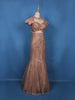 Light Peach Floral Sequins Embroidered Party Wear Mermaid Net Lehenga