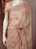 Light Peach Floral Thread Embroidered Design Chiffon Fancy Saree with Designer Border
