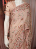 Light Peach Floral Thread Embroidered Design Chiffon Fancy Saree with Designer Border