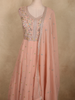 Light Peach Floral Thread and Sequins Embroidered Design Georgette Gown with Dupatta