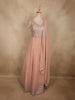 Light Peach Floral Thread and Sequins Embroidered Design Georgette Gown with Dupatta