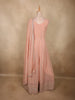 Light Peach Floral Thread and Sequins Embroidered Design Georgette Gown with Dupatta