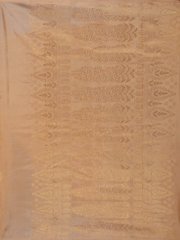 Light Peach Geometric Design Zari Woven Soft Silk Saree - Diadem
