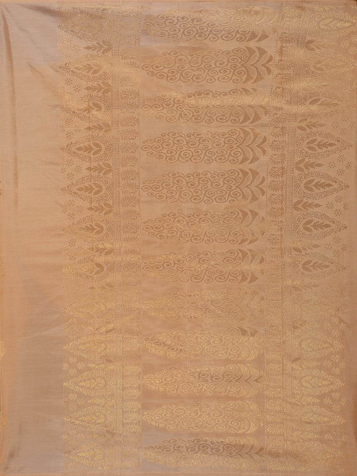 Light Peach Geometric Design Zari Woven Soft Silk Saree - Diadem