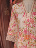 Light Peach Pink Floral Printed Design Cotton Straight Cut Salwar Suit with Matching Dupatta