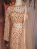 Light Peach Sequins Embroidered Net Mermaid Lehenga Set with One-Sleeve Choker Blouse