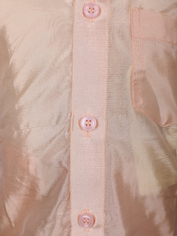 Light Peach Silk Dhoti Shirt Set for Boys - Diadem