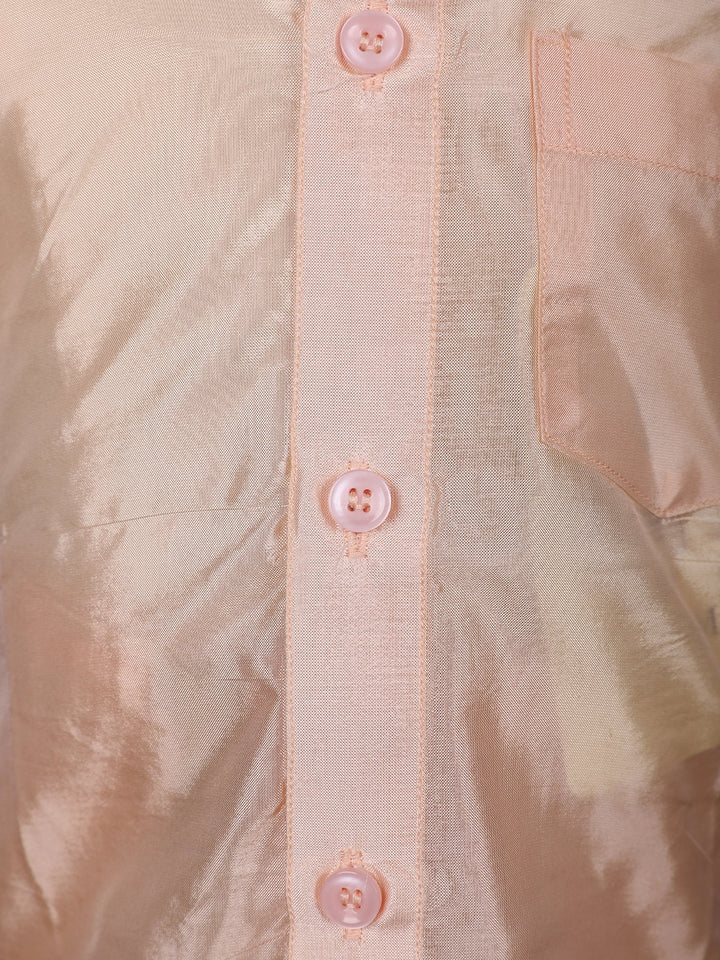 Light Peach Silk Dhoti Shirt Set for Boys - Diadem