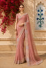 Light Peach Solid Design Georgette Saree