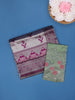 Light Pink And Magenta Ikat Design Art Silk Saree With Contrast Green Embroidered Blouse