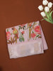 Light Pink Butta Printed Design Crepe Silk Saree with Floral Motif Border