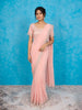 Light Pink Chiffon Georgette Saree Embellished with Beads Border and Designer Blouse