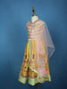 Light Pink Floral Design Silk Kids Lehenga With Dupatta