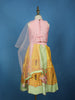 Light Pink Floral Design Silk Kids Lehenga With Dupatta