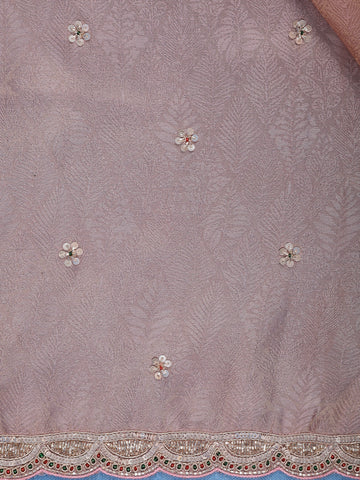 Light Pink Floral Embroidered Design Tissue Saree - Diadem