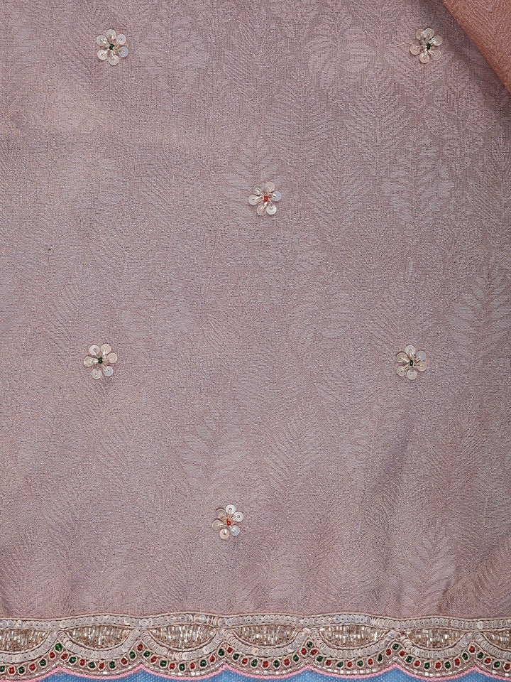 Light Pink Floral Embroidered Design Tissue Saree - Diadem