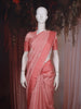 Light Pink Floral Embroidered Raw Silk Saree