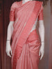 Light Pink Floral Embroidered Raw Silk Saree