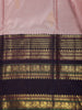 Light Pink Floral Motif Woven Pure Kanchipuram Silk Saree With Rich Zari Border