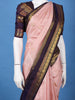 Light Pink Floral Motif Woven Pure Kanchipuram Silk Saree With Rich Zari Border