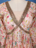 Light Pink Floral Printed Anarkali Georgette Gown - Diadem