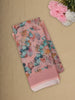 Light Pink Floral Printed Design Linen Cotton Saree