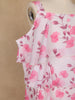 Light Pink Floral Printed Layered Ruffle Georgette Frock - Diadem