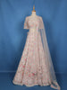 Light Pink Floral Sequins Embroidered Bridal Net Lehenga With Dupatta