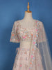 Light Pink Floral Sequins Embroidered Bridal Net Lehenga With Dupatta