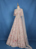 Light Pink Floral Sequins Embroidered Bridal Net Lehenga With Dupatta