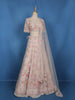 Light Pink Floral Sequins Embroidered Bridal Net Lehenga With Dupatta