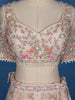 Light Pink Floral Sequins Embroidered Bridal Net Lehenga With Dupatta