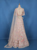 Light Pink Floral Sequins Embroidered Bridal Net Lehenga With Dupatta