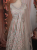 Light Pink Floral Thread and Beads Embroidered Design Net Lehenga with Dupatta
